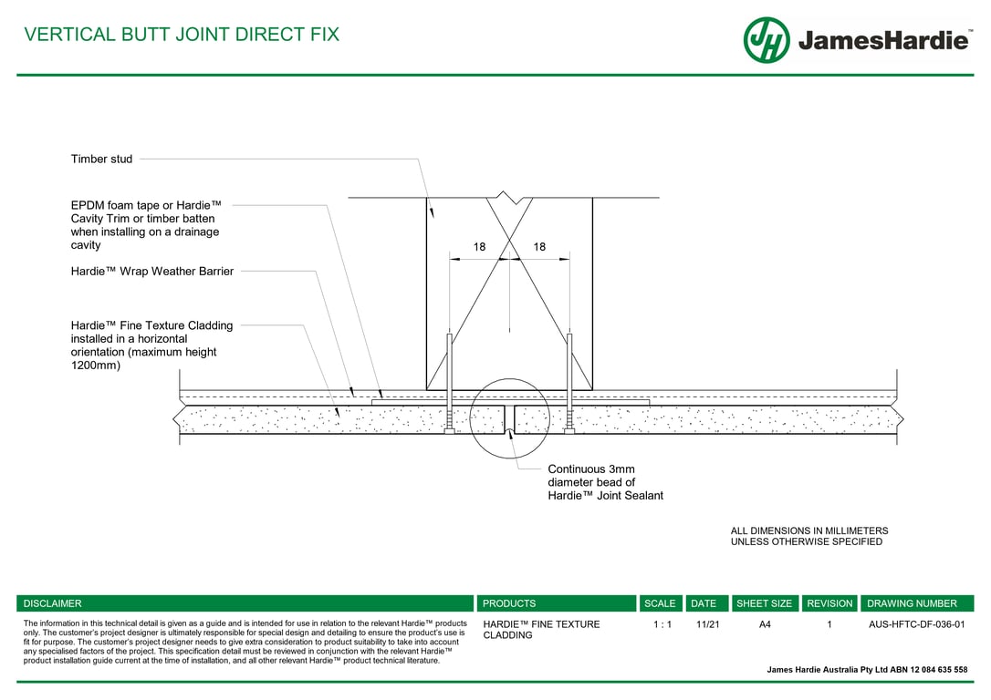 AUS HFTC DF 036 01 VERTICAL BUTT JOINT DIRECT FIX BIMcontent